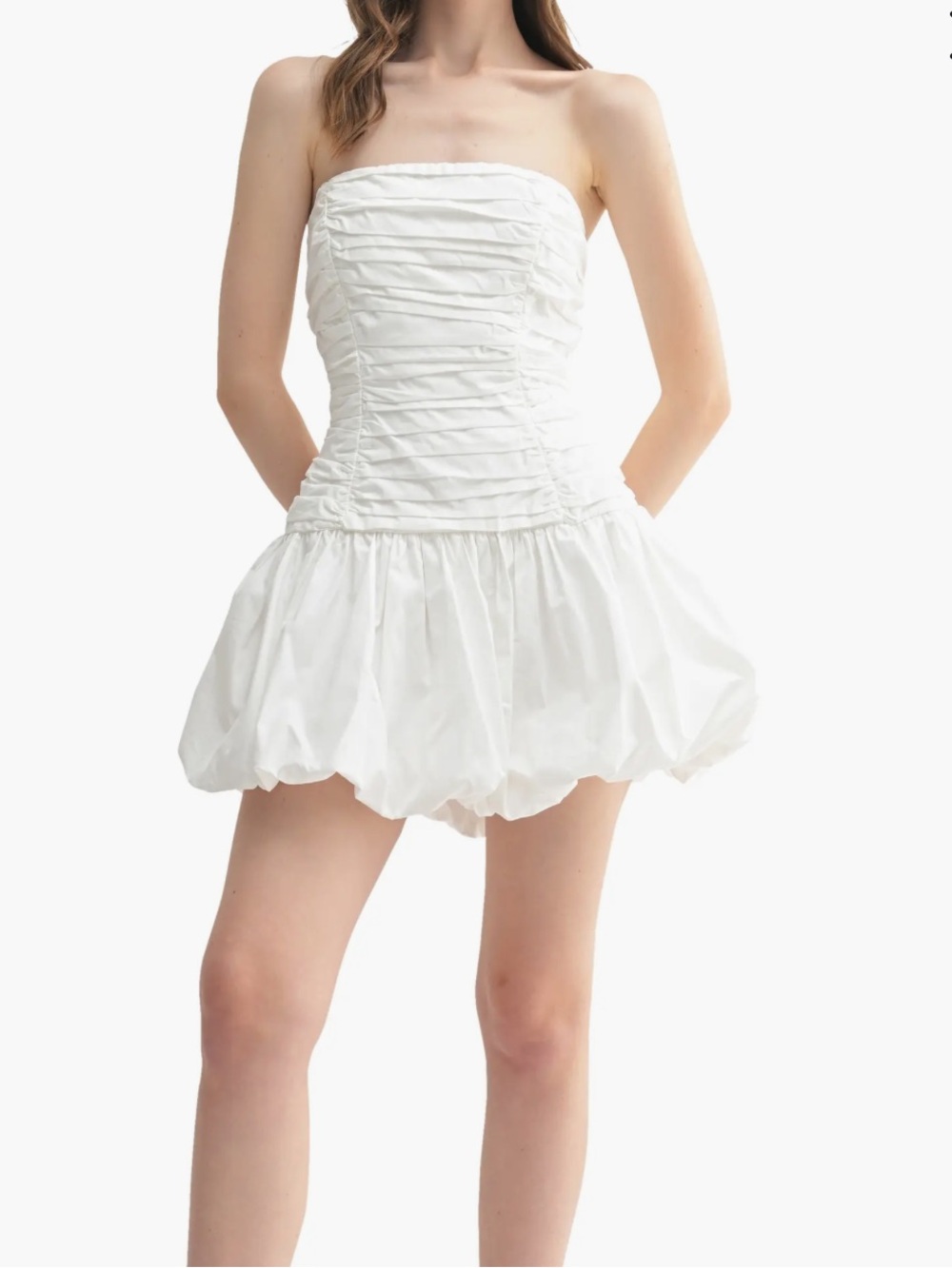 All in Favor White Strapless Mini Bubble Dress